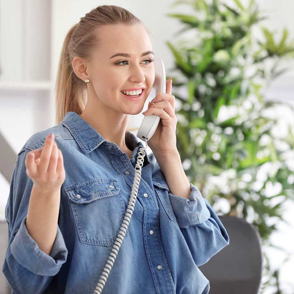 woman talking on home phone